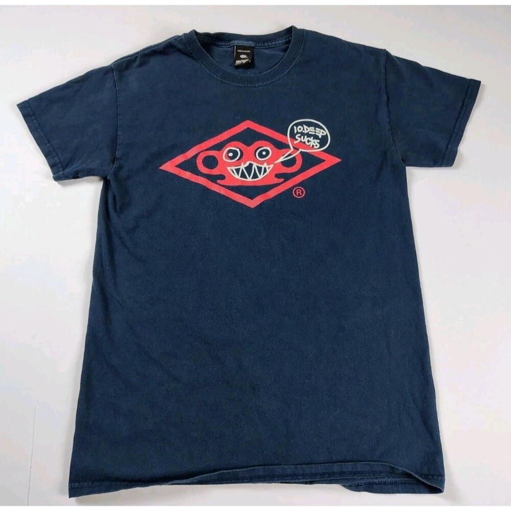 10.Deep Sucks T-Shirt Mens Small Blue Brass Knuckles Made In USA Street Wear